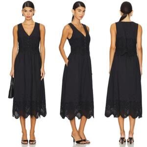 NEW Cleobella Julie Midi Dress Organic Cotton Poplin Broderie-Anglaise Sze Large